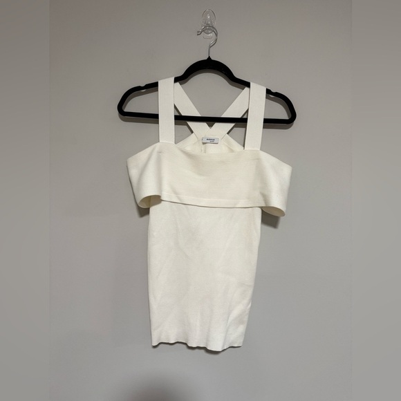 Akris Punto Off Shoulder Cream Ribbed Tank Blouse Size 8 NWT Resort Quiet Luxury - Picture 1 of 10